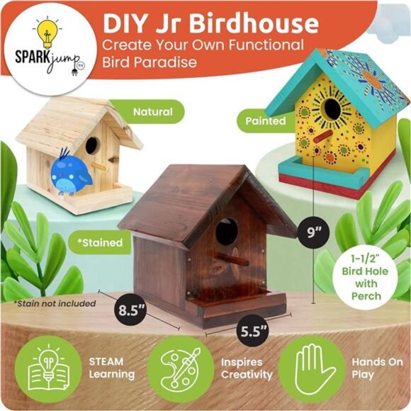 Jr Bird House Kit | DIY Birdhouse Kits Made of Cedar Wood for Outdoors | - Picture 3 of 7